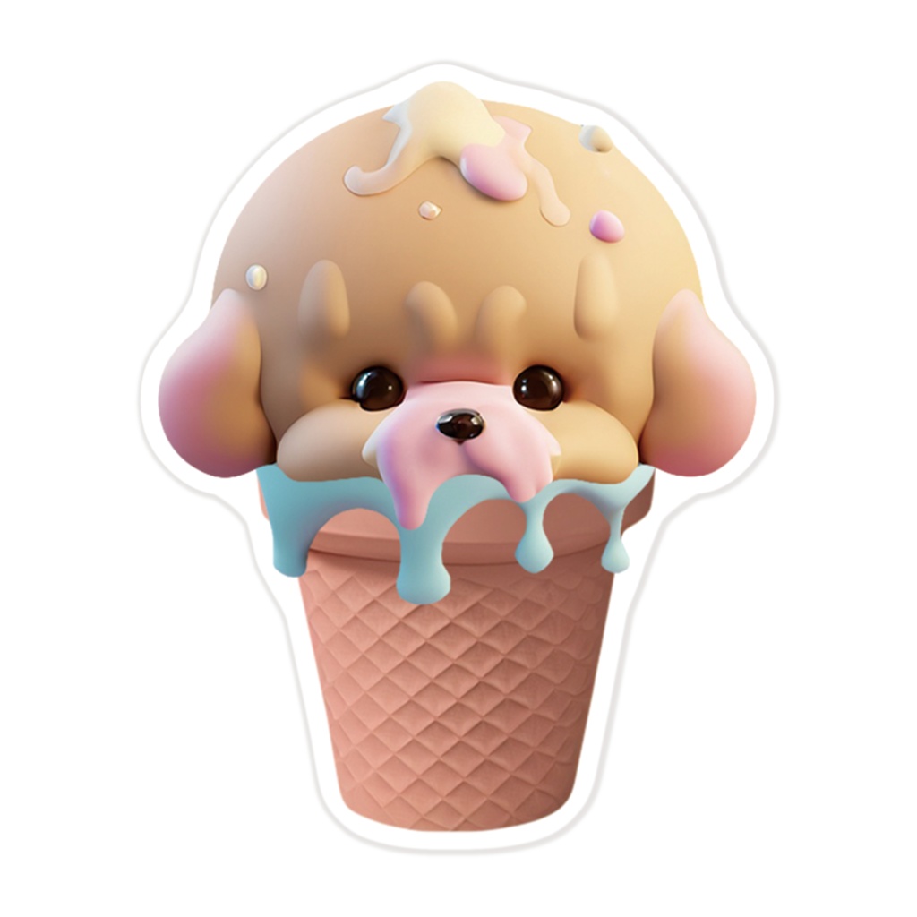 とろとろmeltyステッカー(ピンクコーン2)