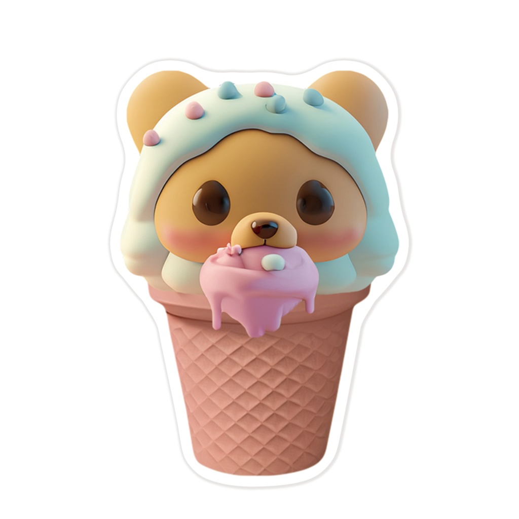 とろとろmeltyステッカー(ピンクコーン3)