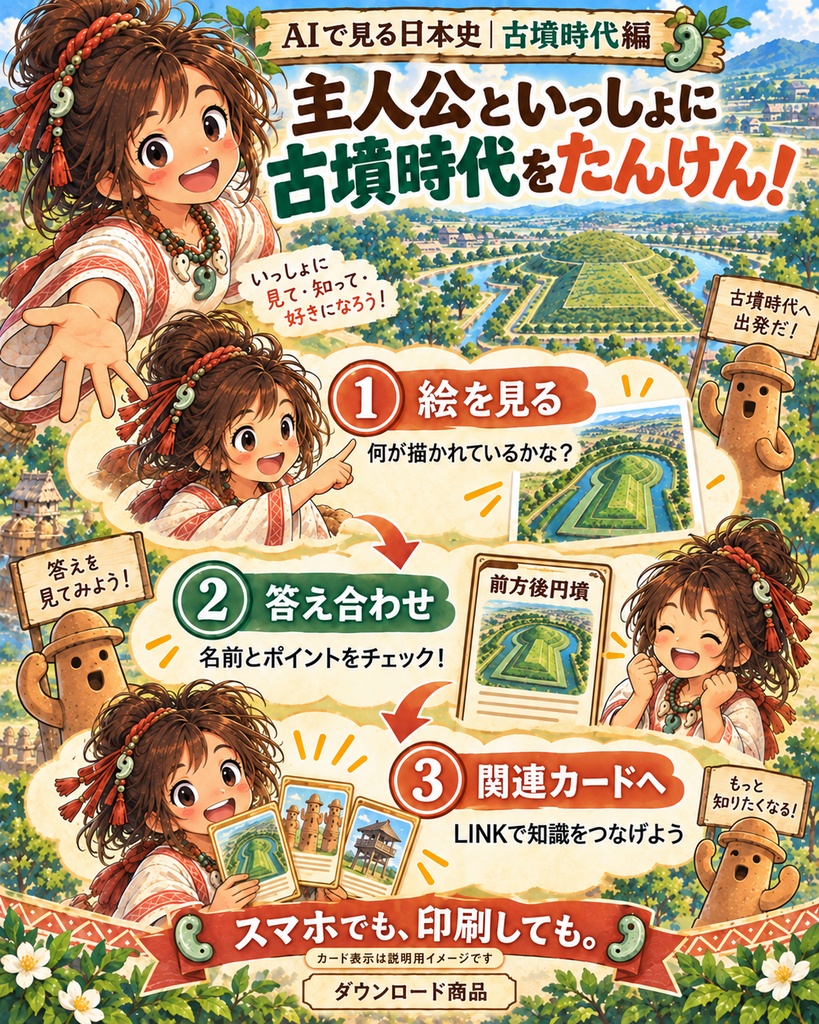AIで見る日本史|古墳時代編|絵で覚える日本史カード 30枚+BONUS
