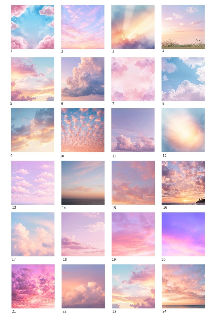 パステル空背景素材集|24枚・3000×4000px(商用利用可)