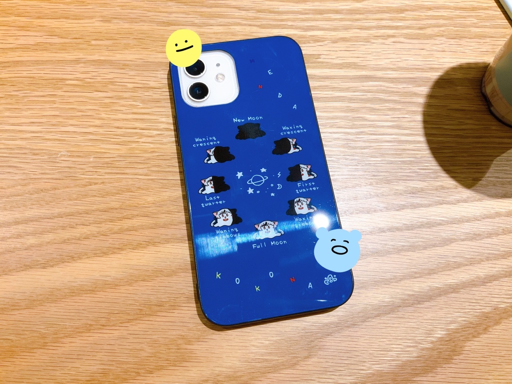 【期間販売】ガラスiPhoneケース(メンダココナちゃん月の満ち欠けVer.)
