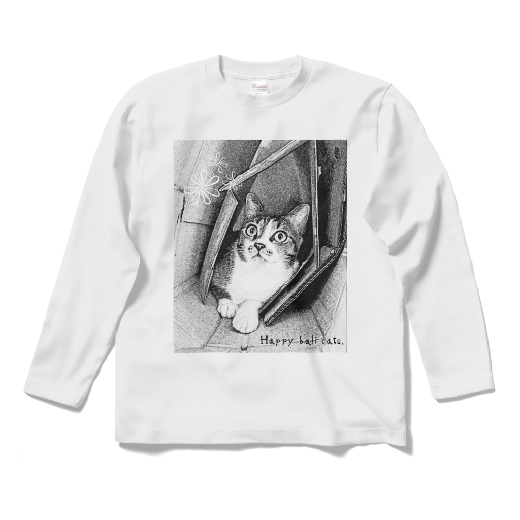 【バリ猫応援】Happy bali catsオリジナルロングスリーブTシャツ　