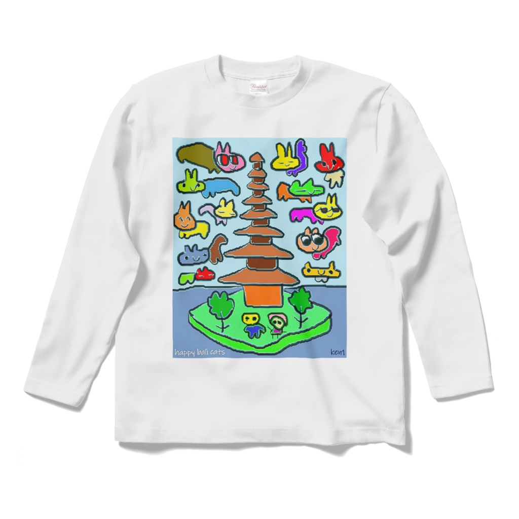 【バリ猫応援】Happy bali catsオリジナルロングスリーブTシャツ