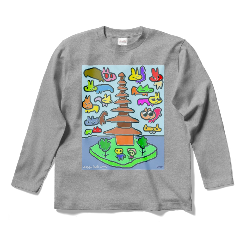 【バリ猫応援】Happy bali catsオリジナルロングスリーブTシャツ 