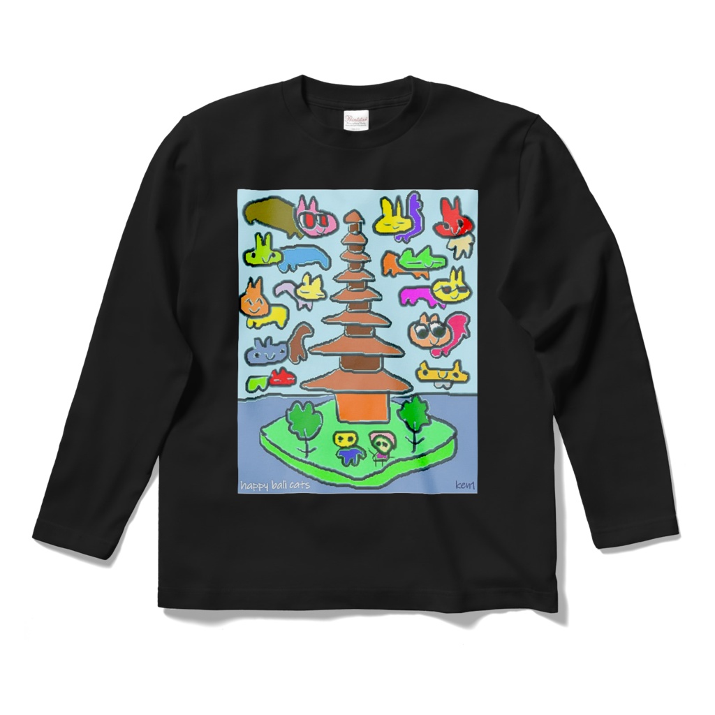 【バリ猫応援】Happy bali catsオリジナルロングスリーブTシャツ　