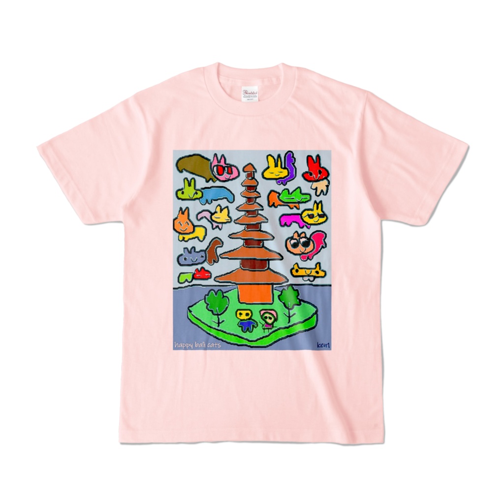【バリ猫応援】Happy bali catsオリジナルカラーTシャツ　