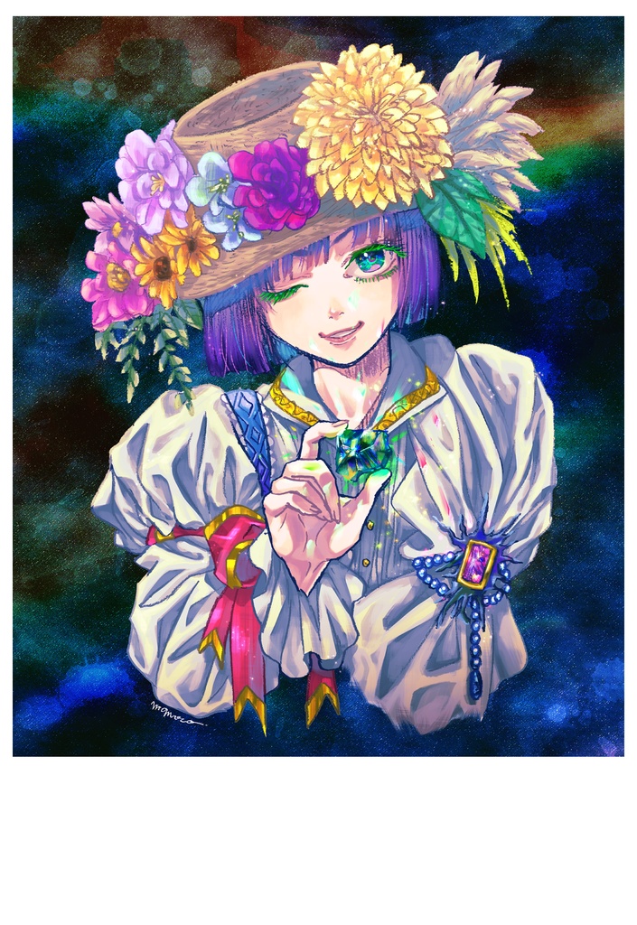 ポストカード/花と石