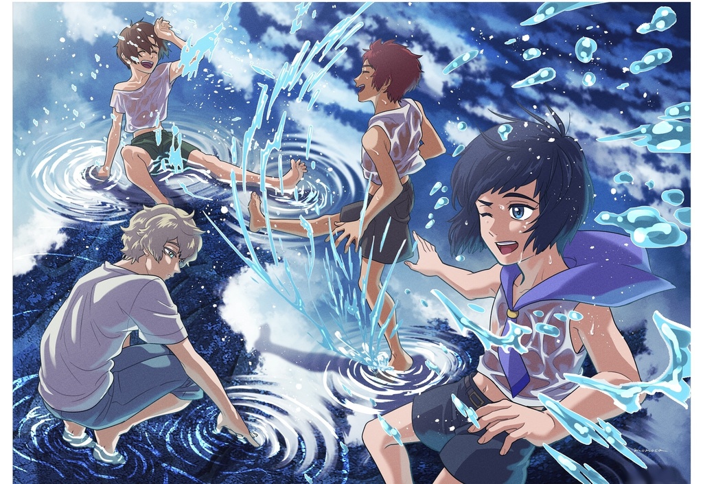 ポストカード/水辺の少年たち