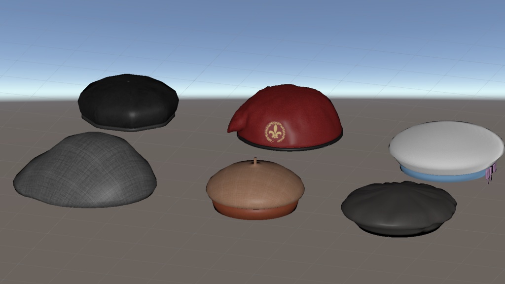 3Dモデル　ベレー帽　6点セット
