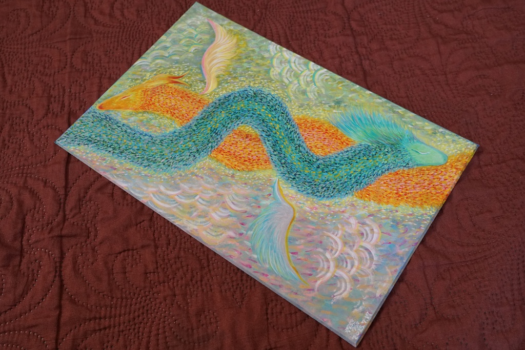 水彩画『双龍』Watercolor Painting [ Two Dragons ]