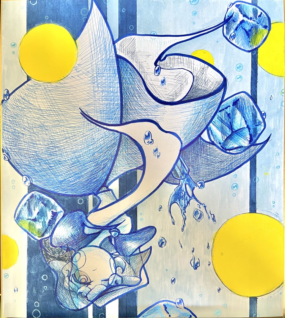 「青の飲み方」小作品3　原画色紙
