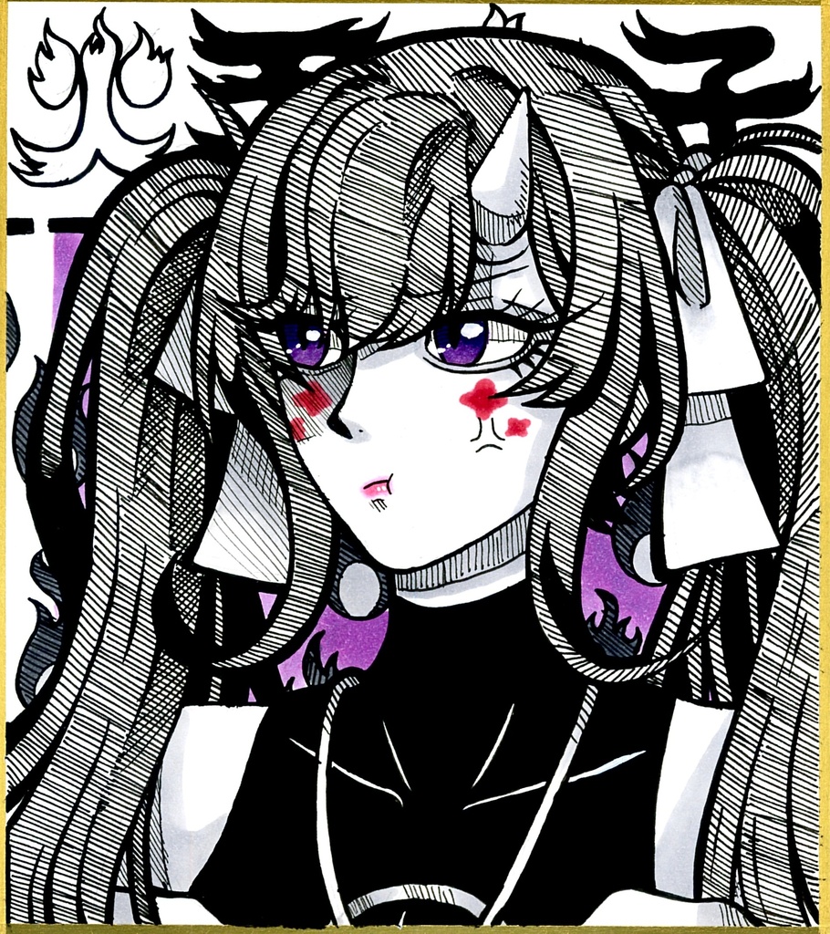 【落書き小色紙原画】火玉童子