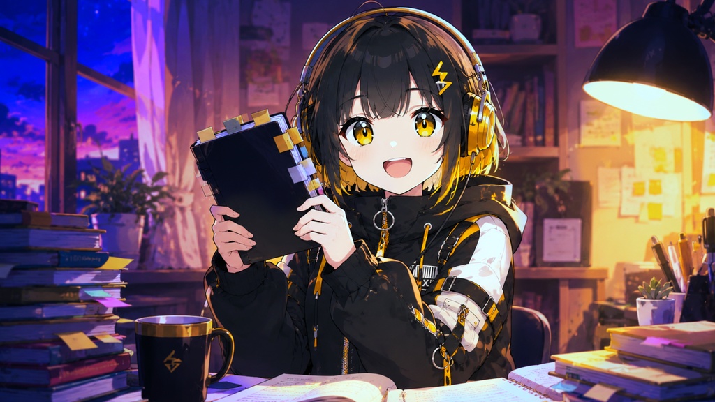 付箋だらけの参考書📑 かわいい・ポップ・集中（1時間フリーBGM）