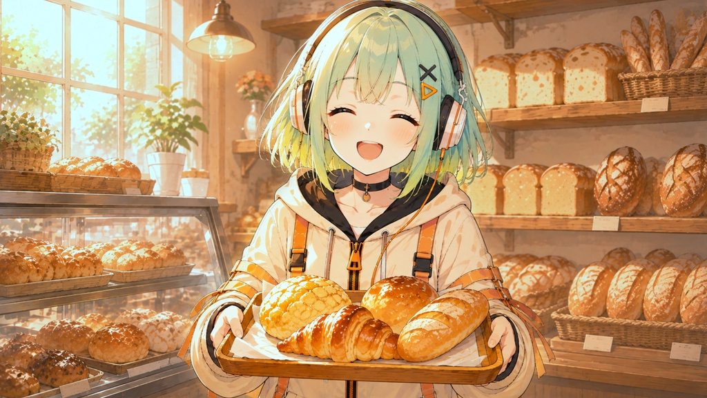 焼きたてパンの列🥖 かわいい・ポップ・カフェ風（1時間フリーBGM）