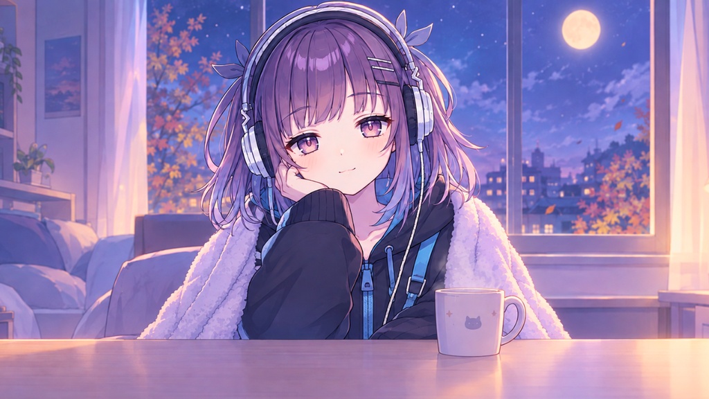 ブランケットと月あかり🌙 かわいい・まったり・夜チル(1時間フリーBGM)