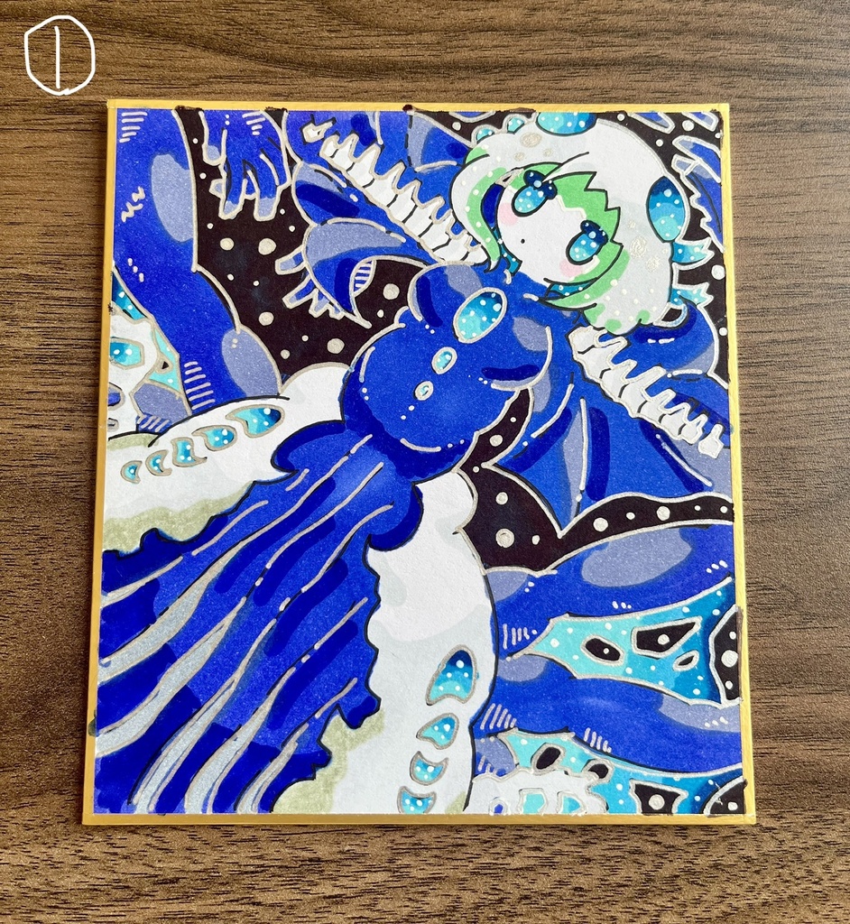 アナログ色紙原画(小) 12cm×13.5cm