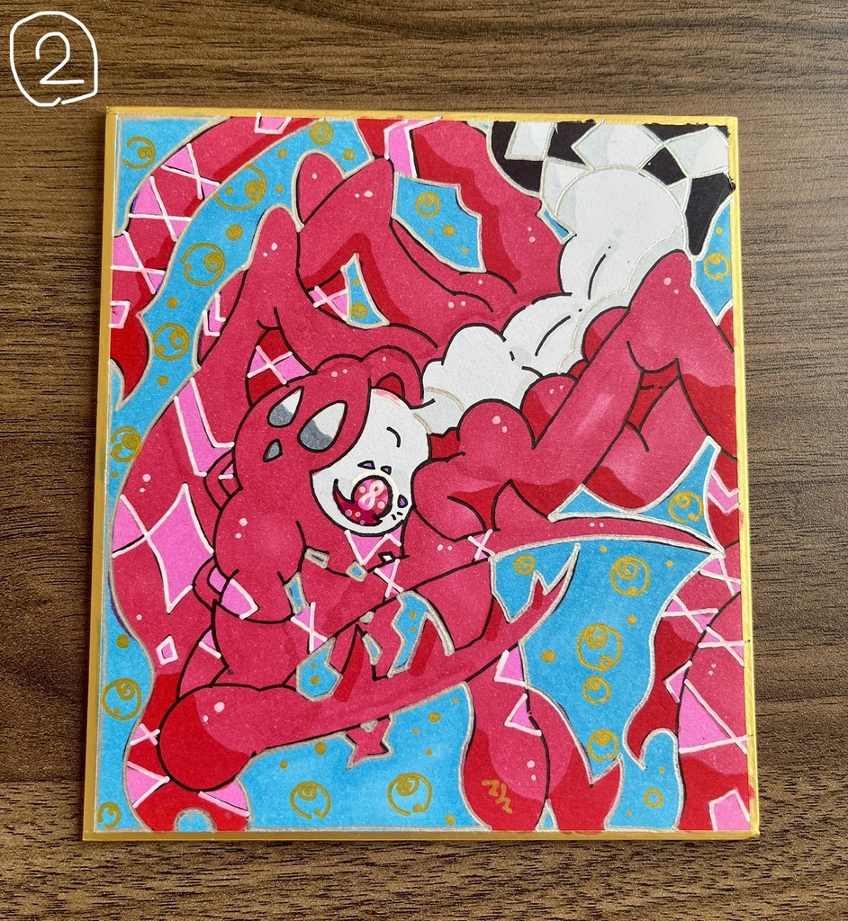 アナログ色紙原画(小) 12cm×13.5cm