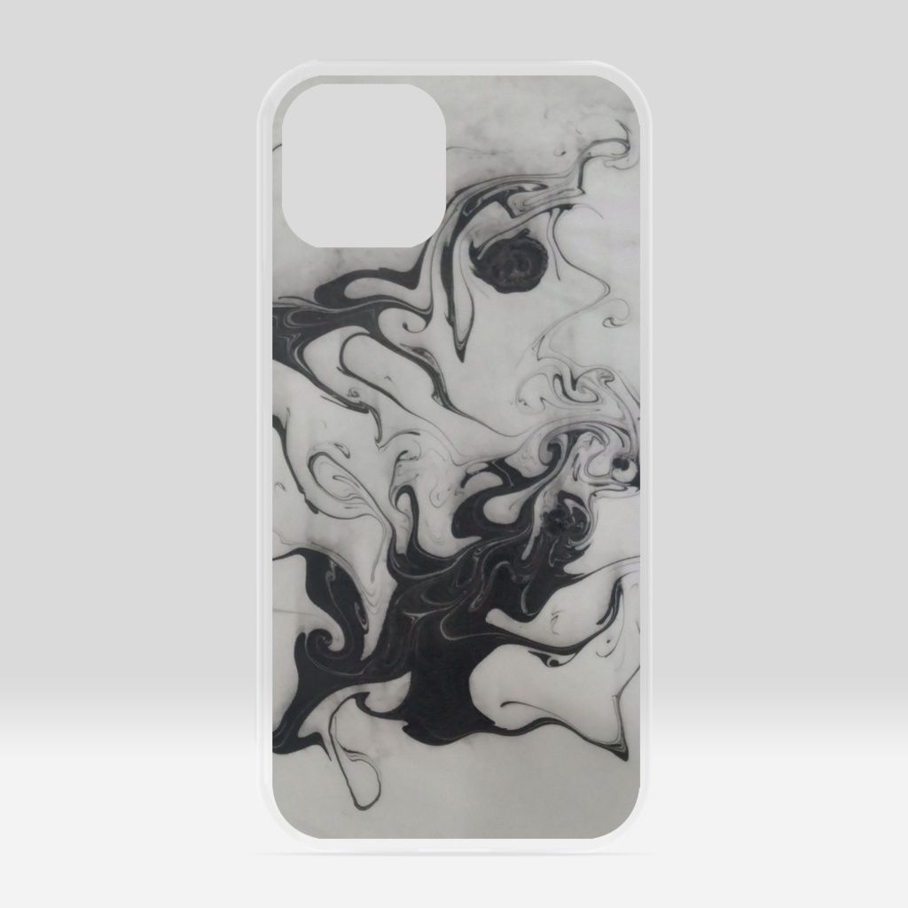 黒マーブリングiPhoneケース(側面印刷なし)