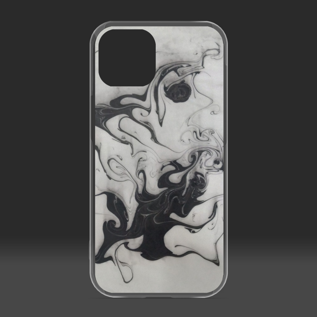 黒マーブリングiPhoneケース(側面印刷なし)