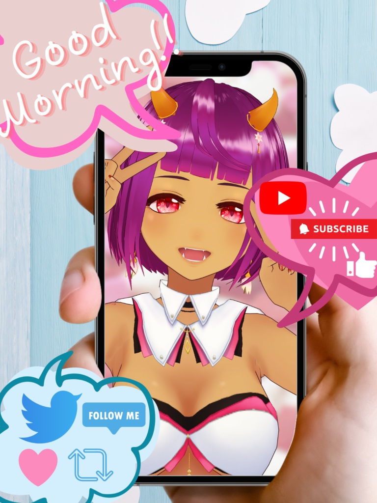 【無料配布】おはようVtuber用画像素材　〔1200×1600サイズ〕
