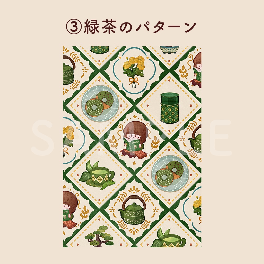 ティータイムパターン ポストカード