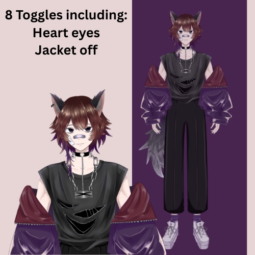 犬耳獣人の男の子 [Live2D] + Emotes, PNG tuber