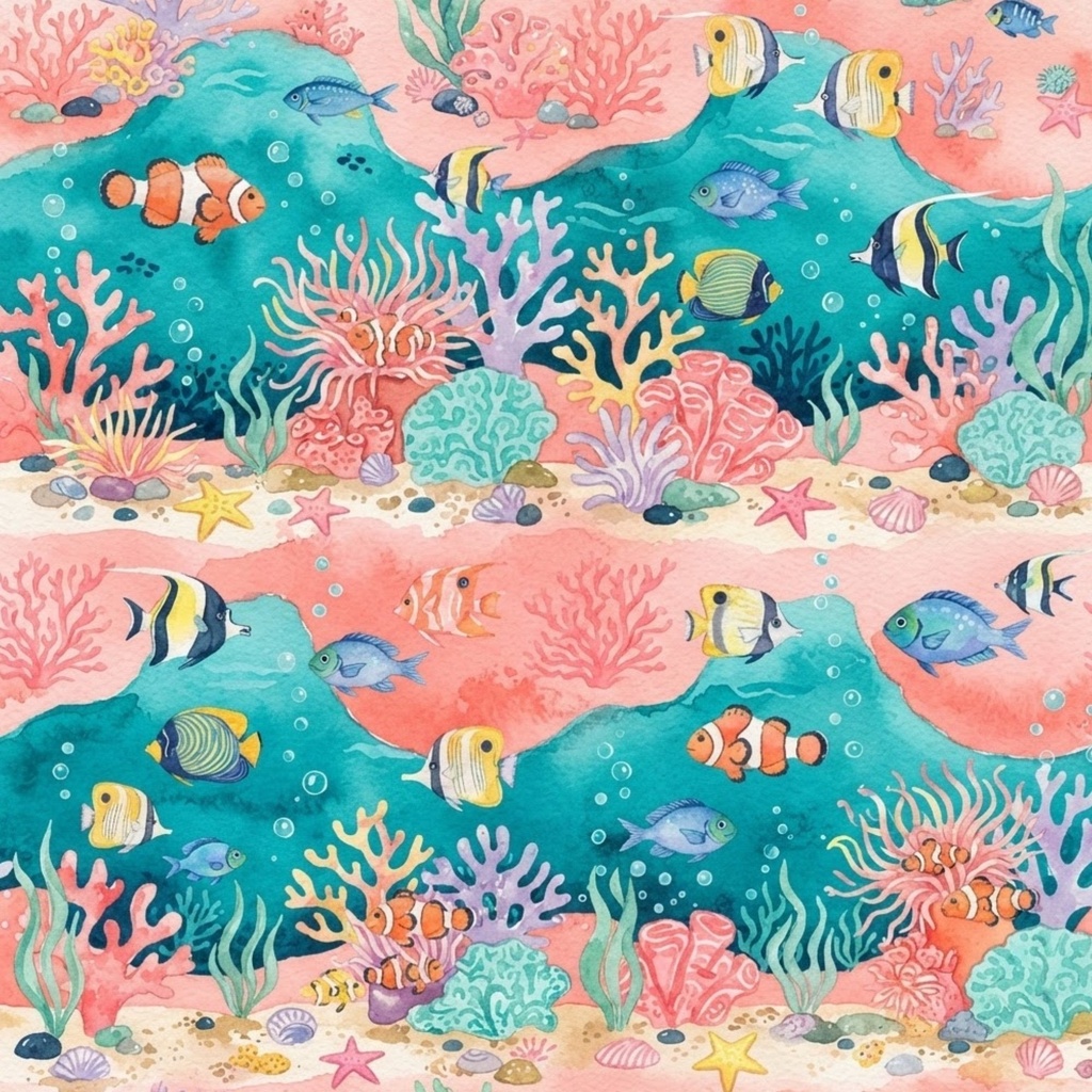 沖縄風パターン・デジタルペーパーパック | イラストパターン | 印刷用スクラップブック背景 | Canva用ダウンロード素材 | 全8枚 シームレス