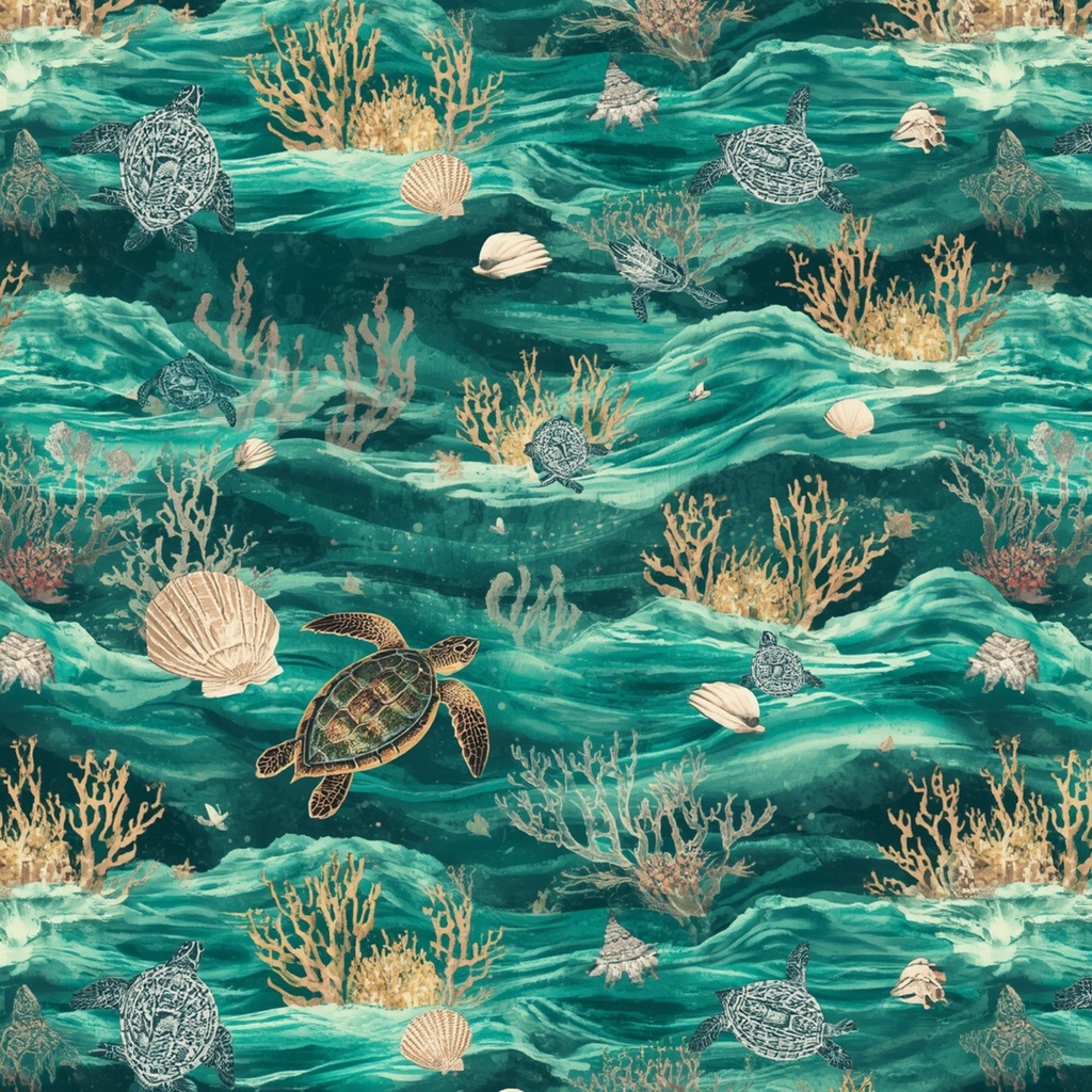 沖縄風パターン・デジタルペーパーパック | イラストパターン | 印刷用スクラップブック背景 | Canva用ダウンロード素材 | 全8枚 シームレス