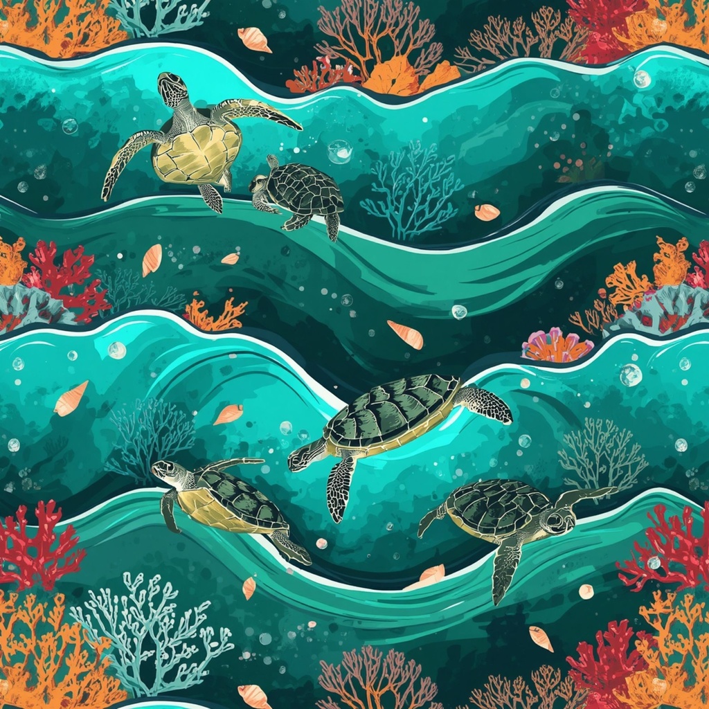沖縄風パターン・デジタルペーパーパック | イラストパターン | 印刷用スクラップブック背景 | Canva用ダウンロード素材 | 全8枚 シームレス