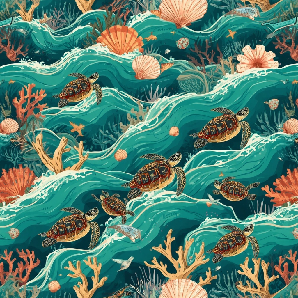 沖縄風パターン・デジタルペーパーパック | イラストパターン | 印刷用スクラップブック背景 | Canva用ダウンロード素材 | 全8枚 シームレス