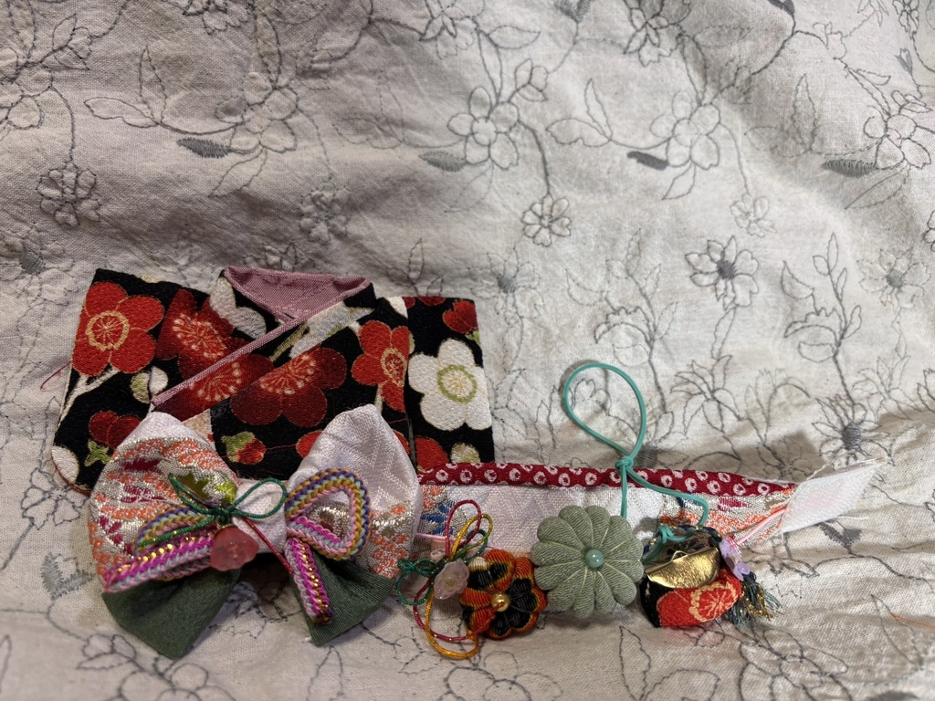 【12/15 21:00~】15cmぬい着物 黒赤x銀