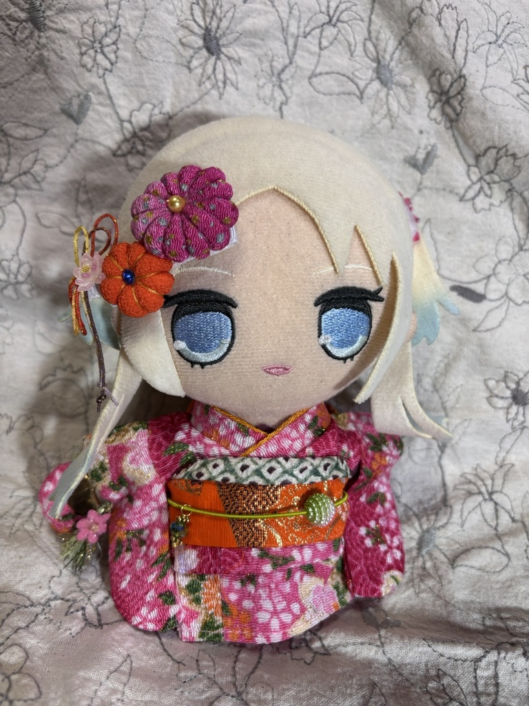 【12/15 21:00~】15cmぬい着物 ピンクxオレンジ