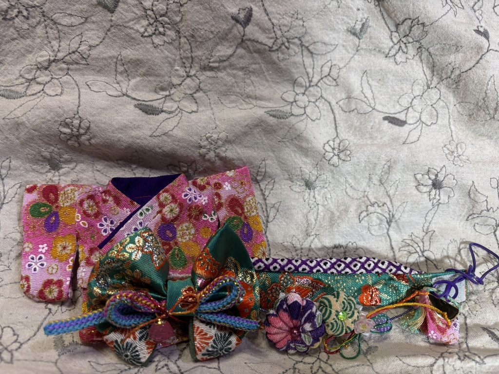 【12/15 21:00~】15cmぬい着物 ピンクx緑