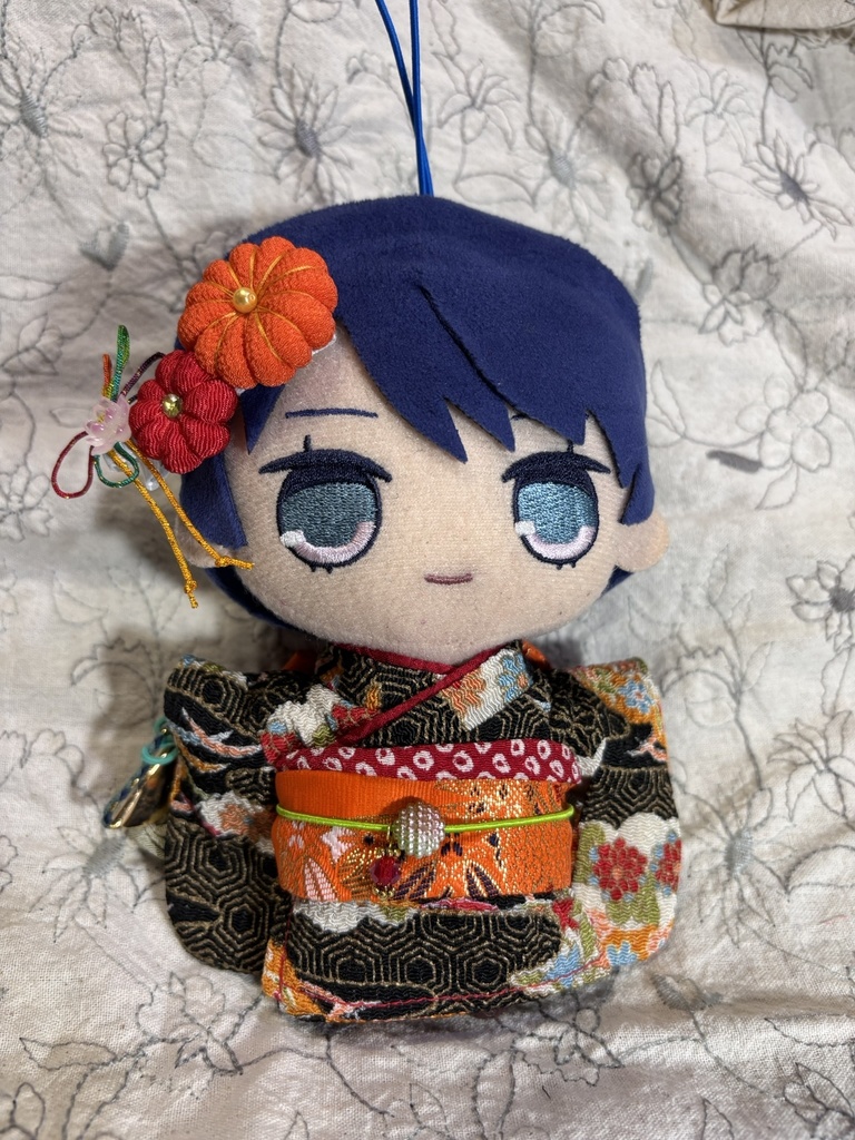【12/15 21:00~】15cmぬい着物 黒xオレンジ