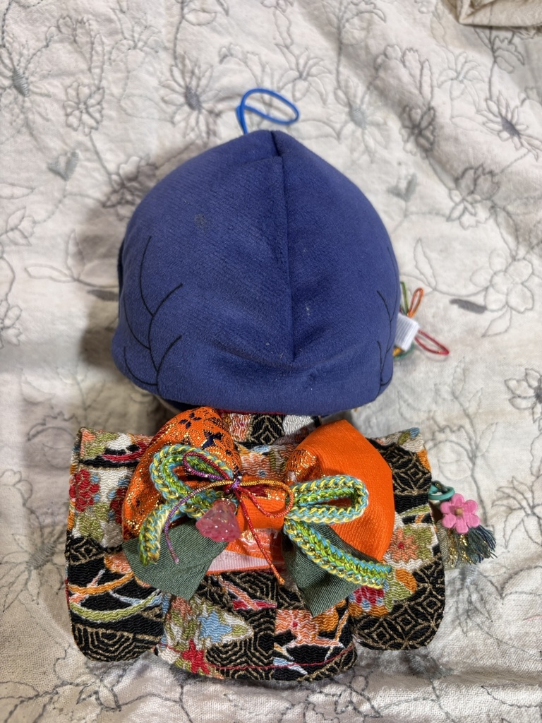 【12/15 21:00~】15cmぬい着物 黒xオレンジ