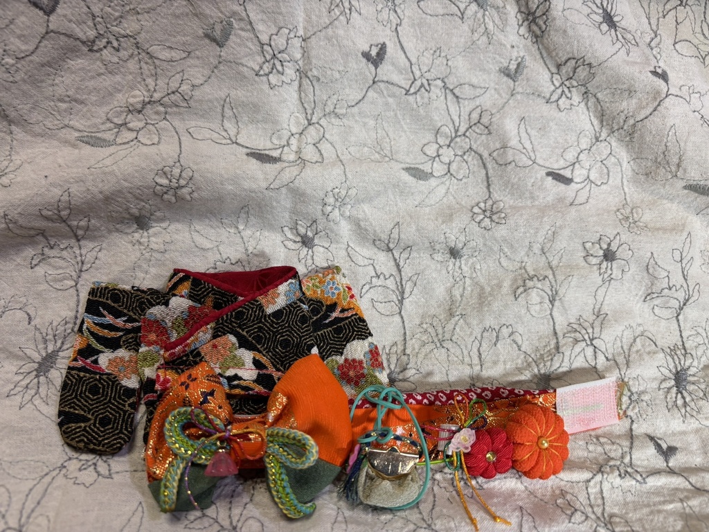 【12/15 21:00~】15cmぬい着物 黒xオレンジ