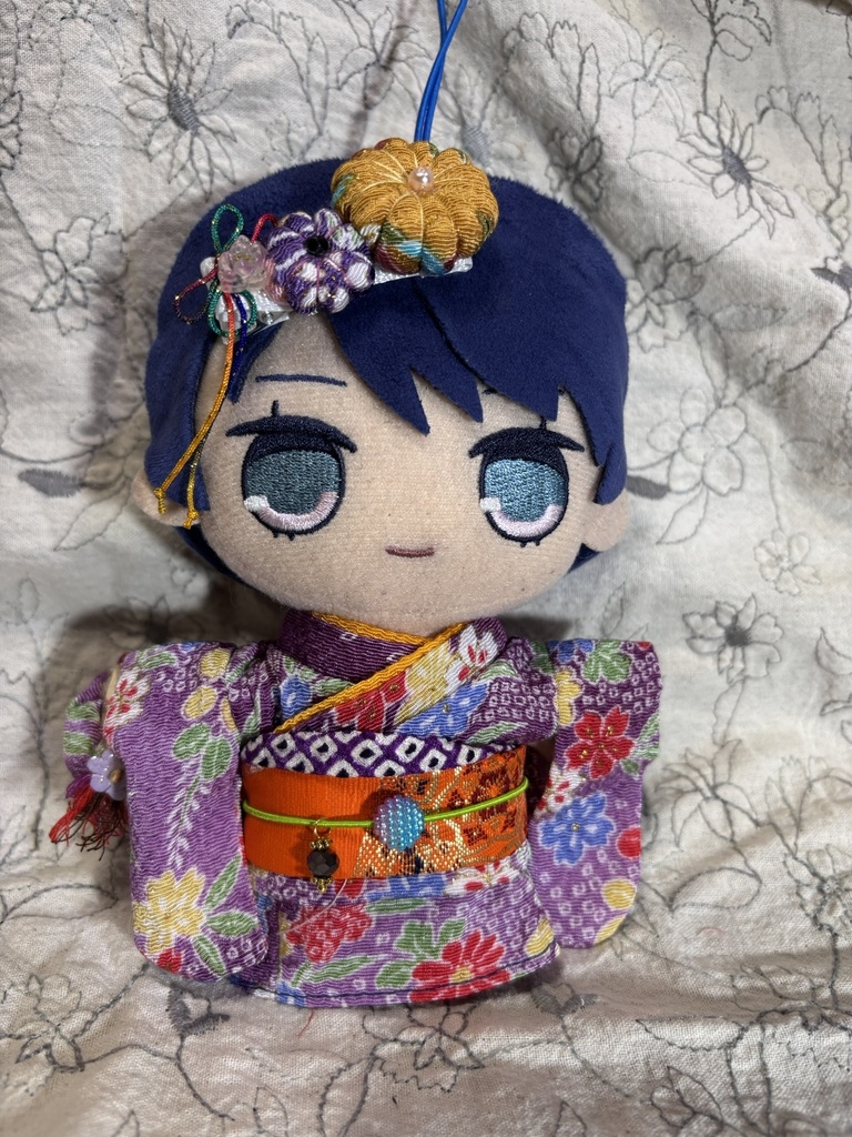 【12/15 21:00~】15cmぬい着物 紫xオレンジ