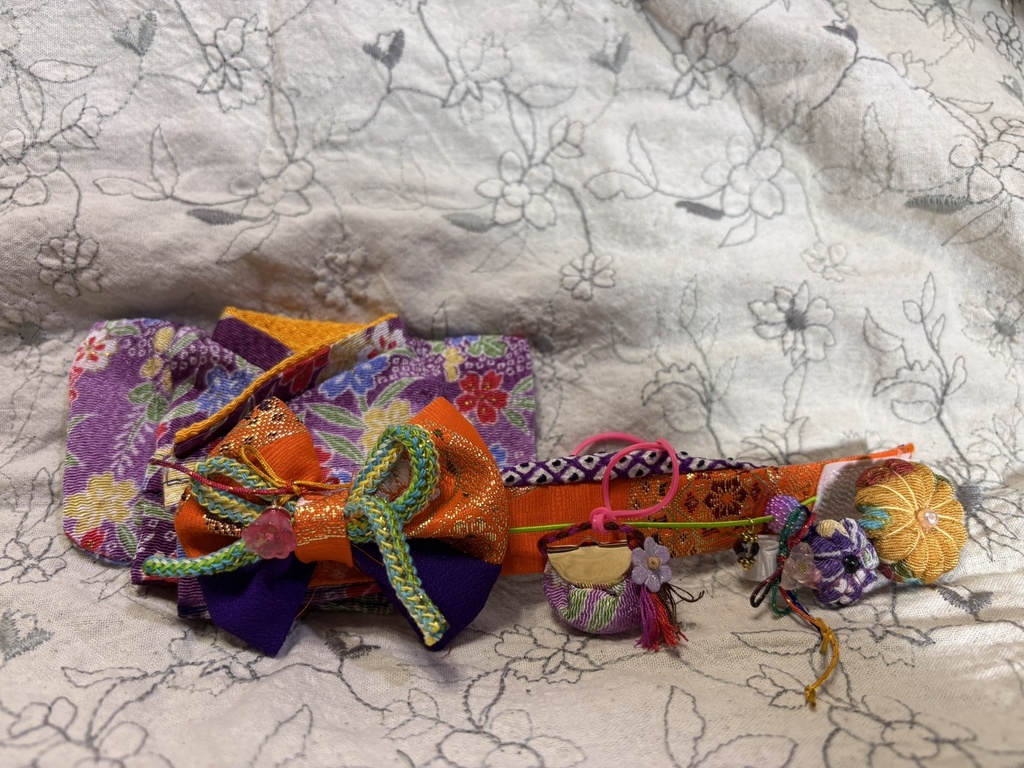 【12/15 21:00~】15cmぬい着物 紫xオレンジ