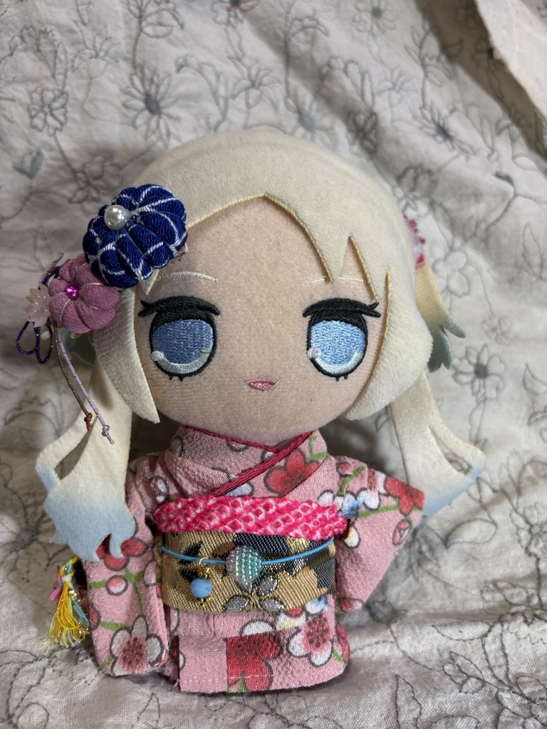 【12/15 21:00~】15cmぬい着物 ピンクx黒金