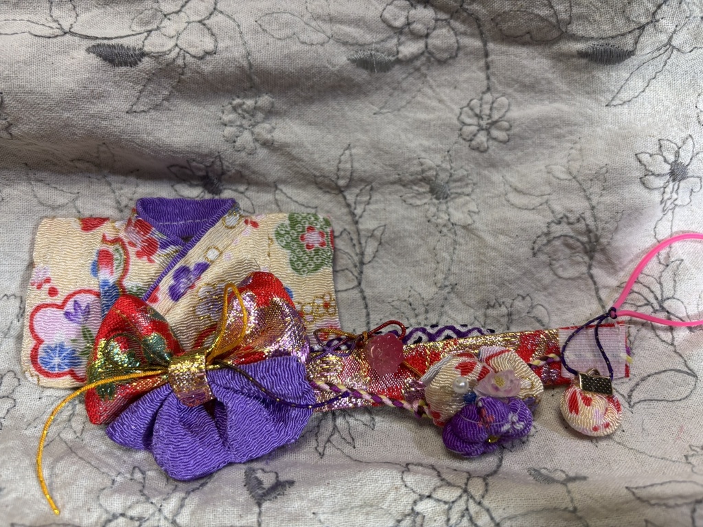 【12/16 21:00~】10cmぬい着物 うす黄×赤