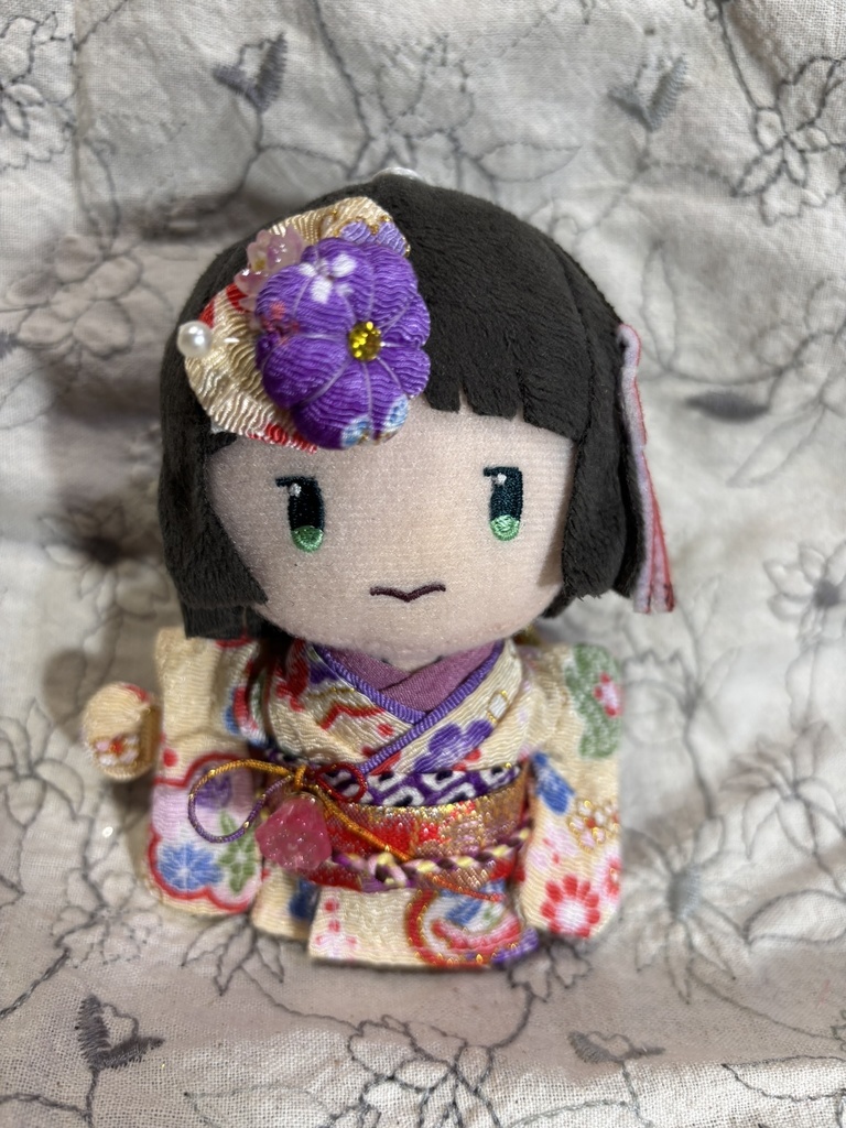 【12/16 21:00~】10cmぬい着物 うす黄×赤