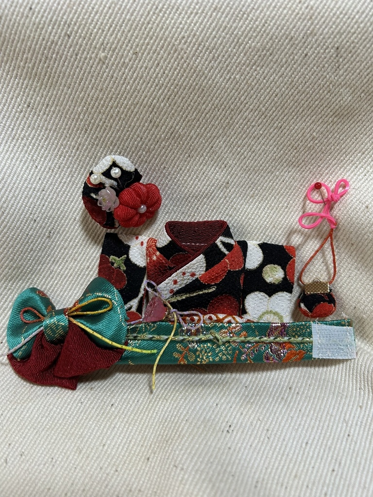 【12/24 21:00~】10cmぬい着物 赤黒×緑