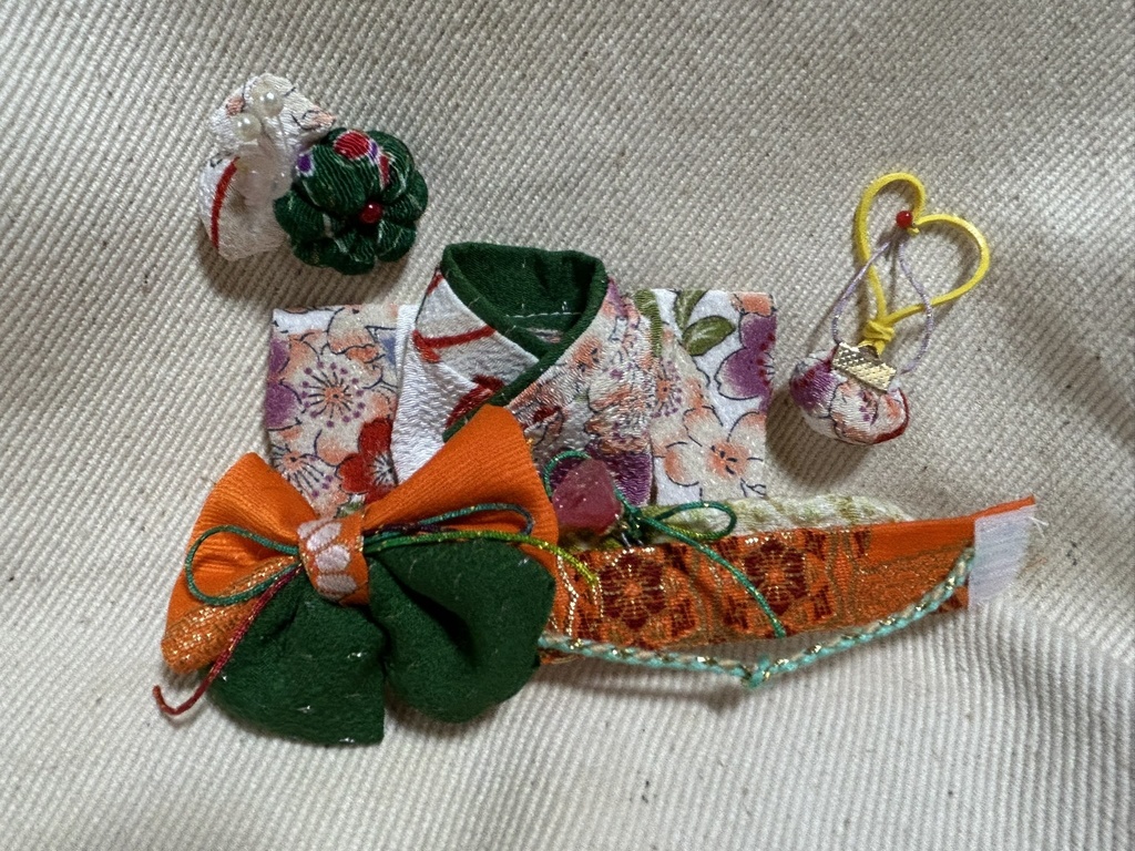 【12/24 21:00~】10cmぬい着物 白×オレンジ