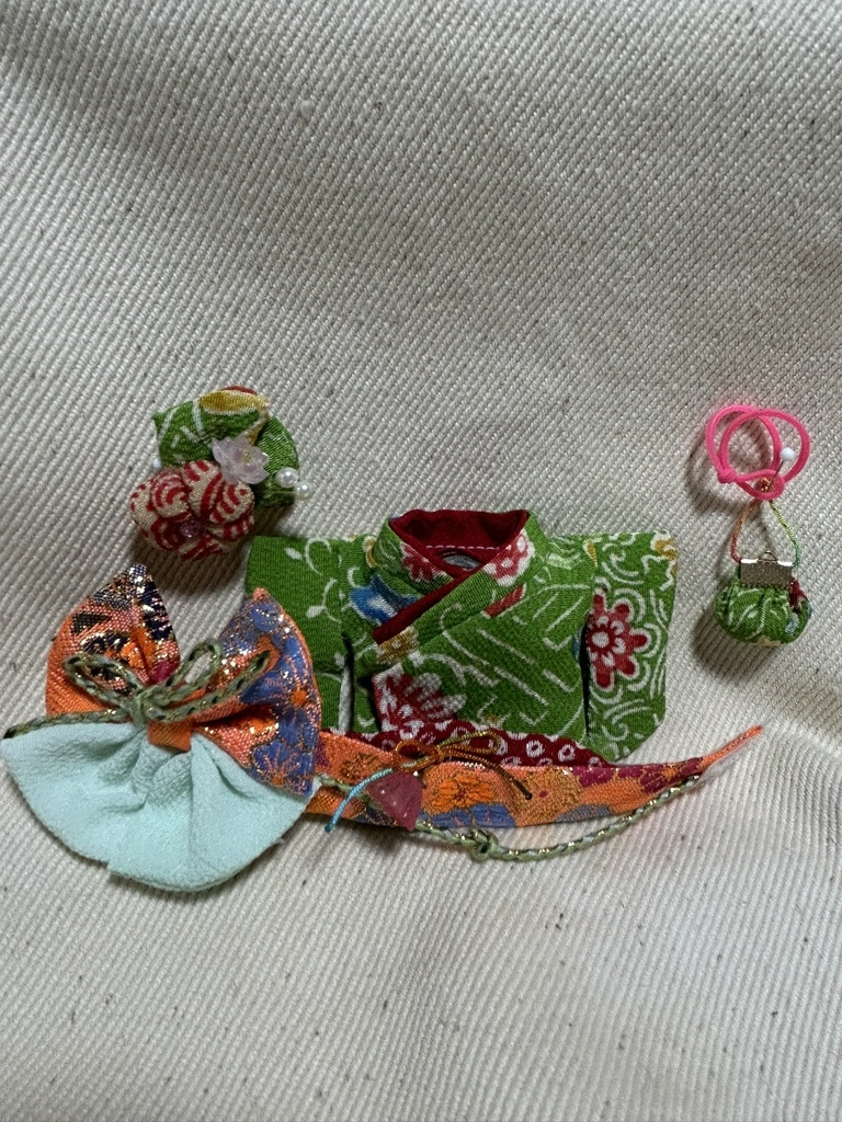 【12/24 21:00~】10cmぬい着物 緑×オレンジ