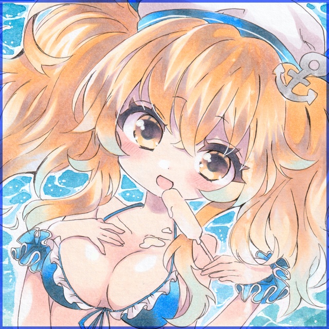 手描きイラスト中色紙＋東方旧作＋水着ちゆりちゃん