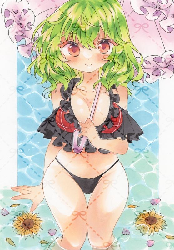 手描きイラスト原画+東方+水着ゆうかりん
