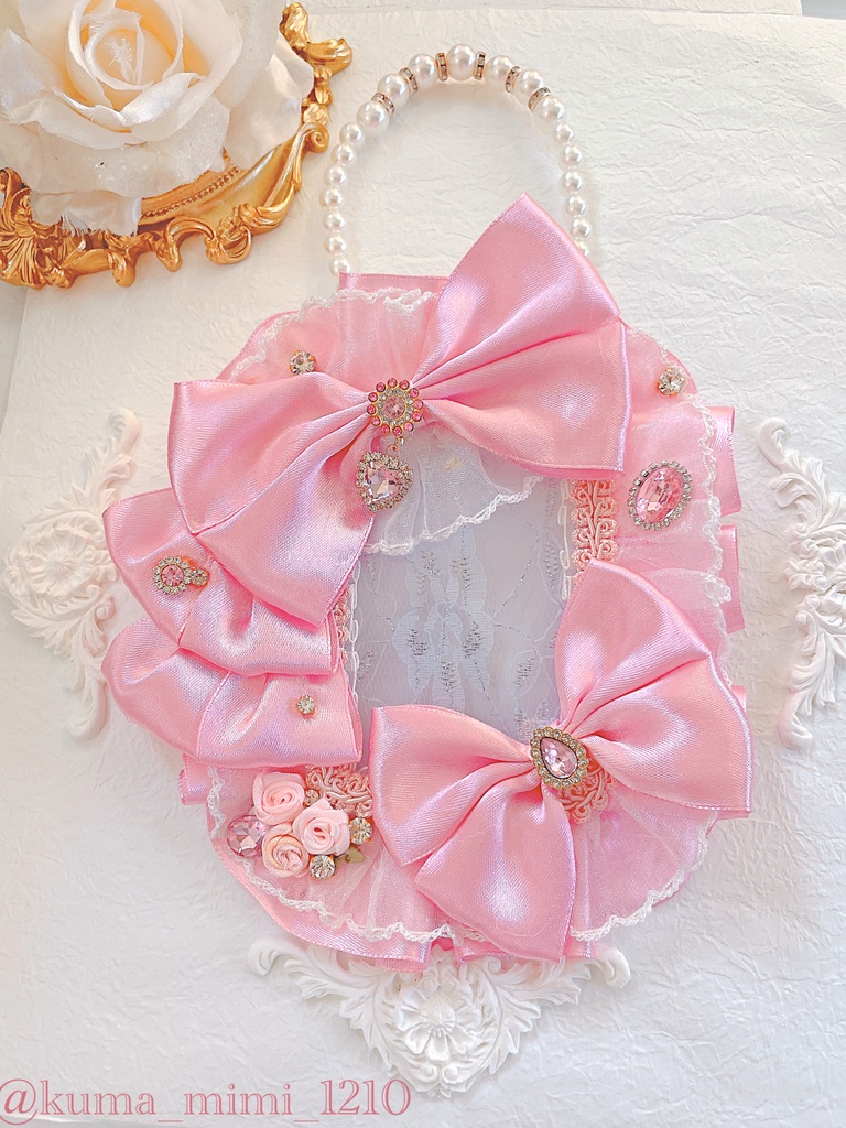 硬質ケース❤︎硬貨ケース❤︎トレカケース❤︎硬化ケース❤︎B8❤︎デコ❤︎ピンク 白 レース❤︎くまのみみ。🧸❤︎【No.223】❤︎