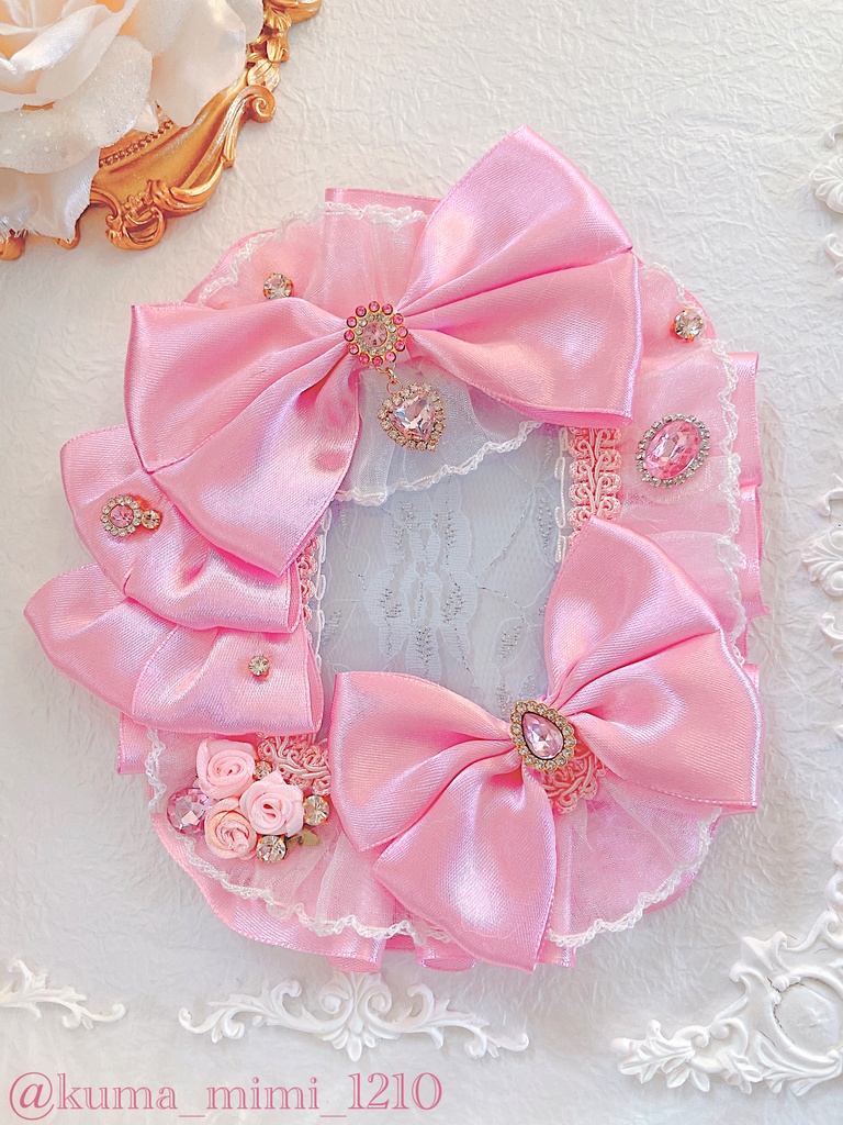 硬質ケース❤︎硬貨ケース❤︎トレカケース❤︎硬化ケース❤︎B8❤︎デコ❤︎ピンク 白 レース❤︎くまのみみ。🧸❤︎【No.223】❤︎