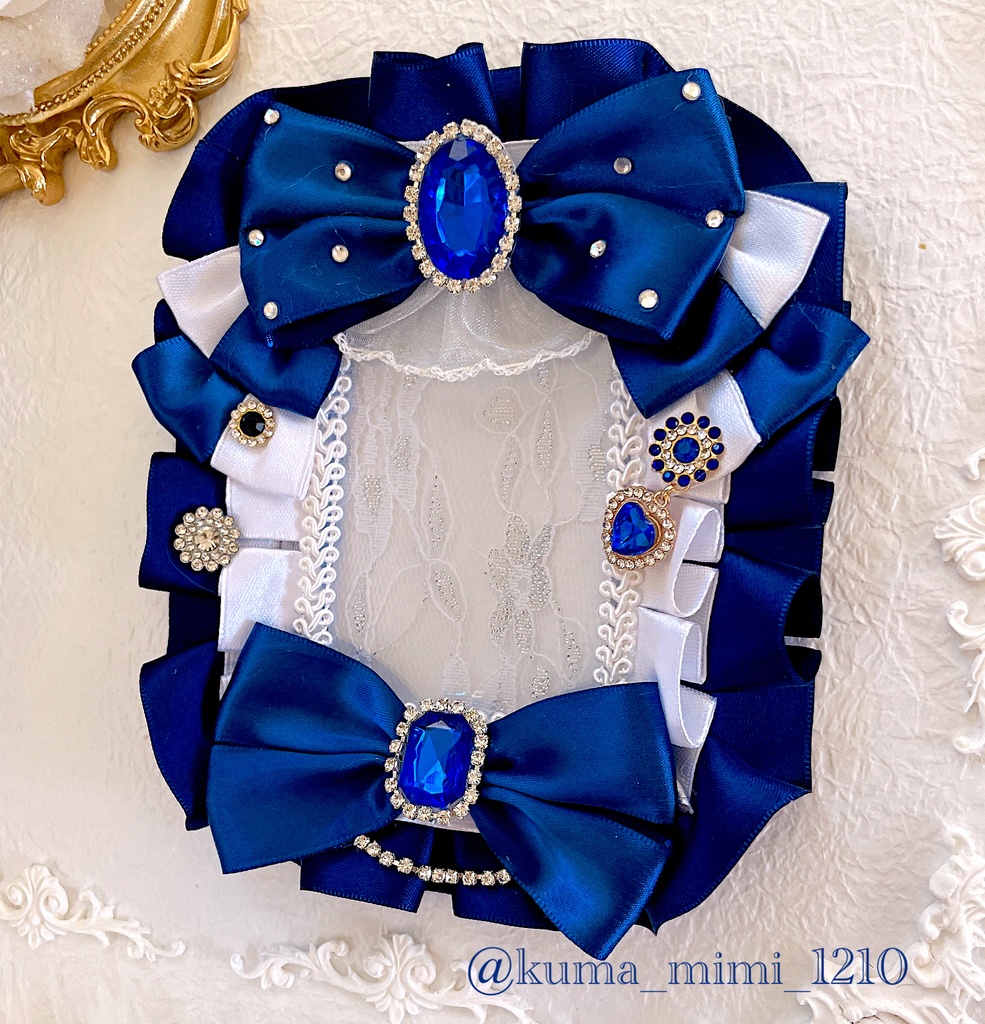 硬質ケース❤︎硬貨ケース❤︎トレカケース❤︎硬化ケース❤︎B8❤︎デコ❤︎くまのみみ。🧸ネイビー ホワイト❤︎【228】❤︎.*硬質ケースデコ❤︎硬貨ケースデコ❤︎