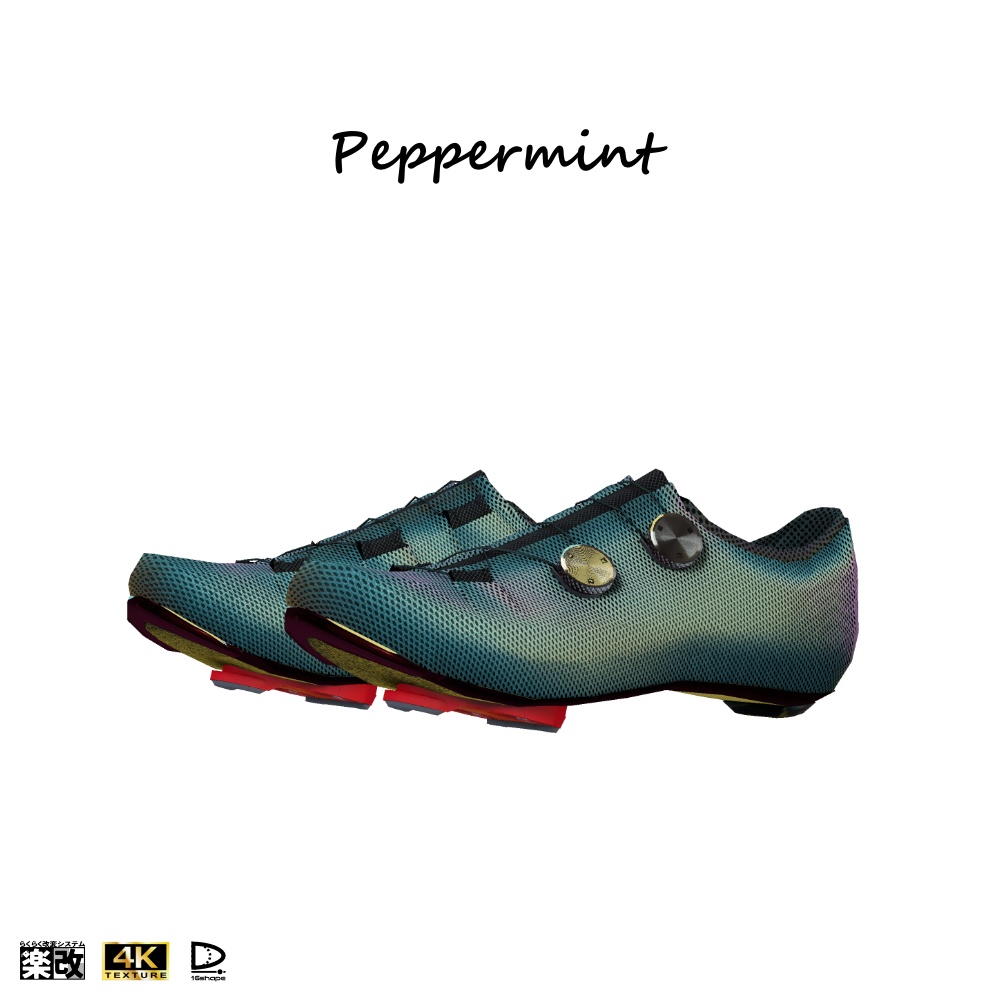 サイクリング用ギア 頭部3点+ビンディングシューズ 「Peppermint」